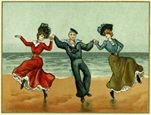 Sailor dancing on the beach