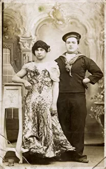 Transvestite Gallery: A sailor and his girl - Studio shot