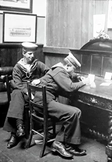 Sailor writing home at Royal Sailors Rest Portsmouth
