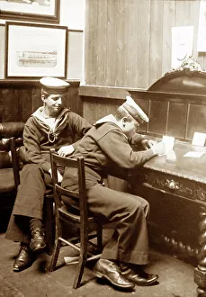 Sailor writing home at Royal Sailors Rest Portsmouth