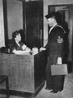 Servicemen Prints: Sailor at Y. M. C. A. hostel on The Strand