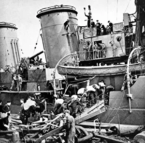 Refitted Prints: Sailors carrying potatoes onto HMS Coventry, Second World