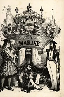 Epaulettes Gallery: Sailors in front of a decorated ships stern