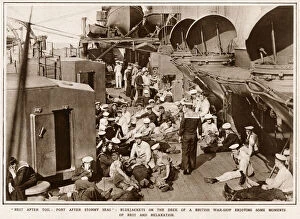 Images Dated 1st December 2017: Sailors relax on the deck of a British destroyer 1916
