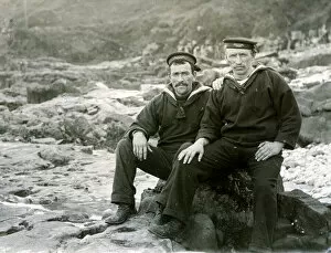 Images Dated 27th September 2019: Two sailors sitting on coastal rocks