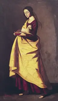 Sanctity Prints: Saint Agnes. Painting from Zurbarans workshop