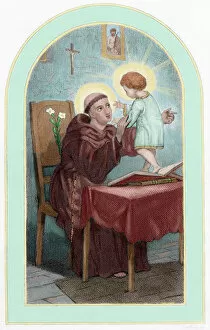 Portuguese Collection: Saint Anthony of Padua (1195-1231). Colored engraving