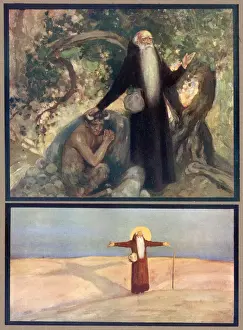 Satyr Prints: SAINT ANTONY OF EGYPT is tempted, unsuccessfully, by a satyr, Below