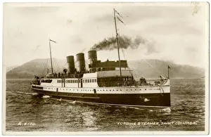 Columba Prints: Saint Columba, turbine steamer, at sea