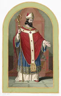 Dionysius Prints: Saint Denis of Paris. 3rd century AD. Engraving. Colored