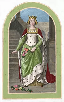 Cape Collection: Saint Elizabeth of Portugal (1271-1336). Engraving. Colored