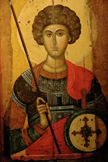 Byzantine Collection: Saint George. Byzantine icon. XIV century. Greece