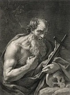 Devout Prints: Saint Jerome, theologian, with crucifix and skull