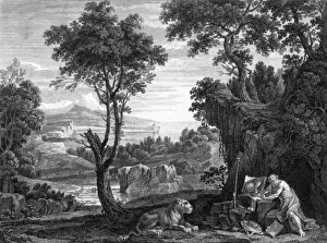 Theology Prints: Saint Jerome, theologian, with his lion