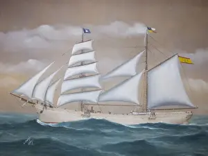 Technological Prints: Saint Louis Brigantine. Painting by J. Bastida