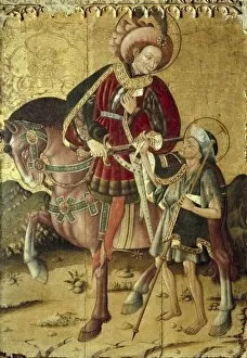 Barcelona Collection: Saint Martin cutting his cloak. Middle 15th century