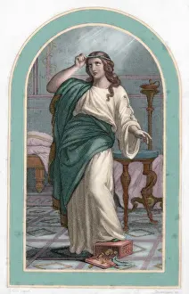 Follower Prints: Saint Mary Magdalene. Engraving. Colored