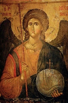 Byzantine Collection: Saint Michael Arcangel. Byzantine icon. XIV century. Greece