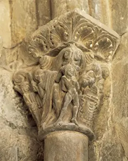 Romanesque Prints: Saint Peters Cathedral. Capital. Jaca. Aragon. Spain