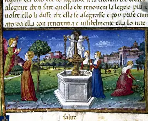 Xvth Prints: Saint Raphael the Archangel visits to Mary. Codex of Predis