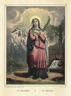 Engravings Collection: Saint Sophia, in the front, and her daughters