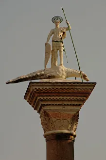 Capital Collection: Saint Theodore statue, patron of Venice, on a granite colum