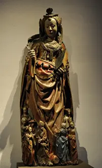 Anonymous Prints: Saint Ursulas sculpture. Master of Utrecht Womans Stone He