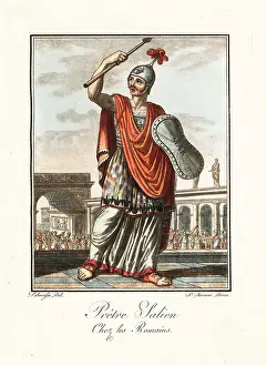 Rite Prints: Salii priest in costume of an archaic warrior, ancient Rome