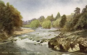 Wells Prints: Below the Salmon Pool, River Wye, Builth Wells, Wales