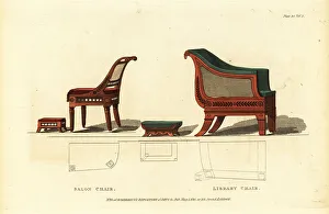 Furnishings Prints: Salon chair and library chair, 1810