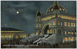 Moonlight Gallery: Saltair Pavilion by night, Salt Lake City, Utah, USA