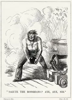 Cannon Prints: Salute the Rooshians? Aye, aye, Sir : a British sailor prepares to fire a cannon
