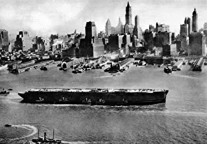 Dollars Prints: Salvaged Luxury Liner Normandie, New York Harbour, Novembe