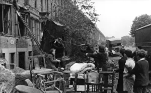Salvaging Prints: Salvaging furniture from damaged homes, London, WW2