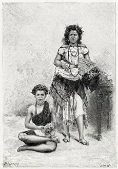 C1880 Prints: Two Samoan women. Date: circa 1880