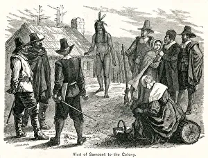 Images Dated 14th December 2018: Samoset Visits Pilgrims at Plymouth