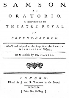 Handel Gallery: Samson - an oratorio