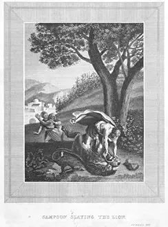 Samson slaying the lion