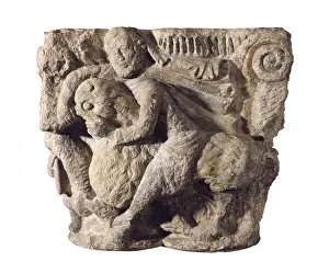 Mares Prints: Samsons capital. 12th c. Samson breaking
