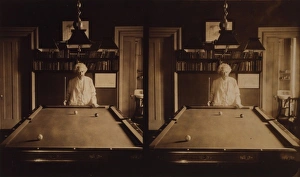 Clemens Gallery: Samuel Clemens, half-length portrait, standing at end of poo