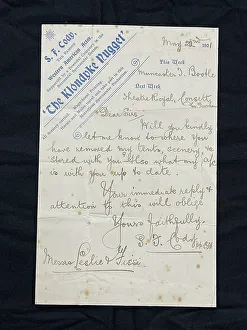 Pioneers Prints: Samuel Code letter on The Klondyke Nugget stationery