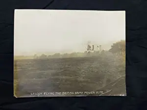 Kite Prints: Samuel Cody flying in power kite, Samuel Cody Archive