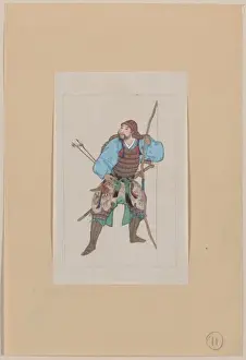 Samurai Prints: Samurai, standing, facing left, wearing armor and holding a