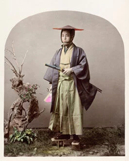 Meiji Gallery: Samurai with two swords, Japan