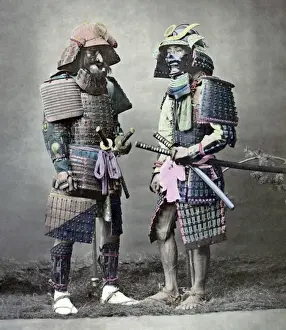 Actors Prints: Two samurai warriors (probably actors) Japan, circa 1880s