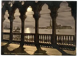 Moon Light Prints: San Georgio from Doges Palace by moonlight, Venice, Italy