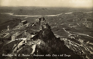 San Marino - Panorama of The City, Defensive Walls and Borgo San Marino - Panorama of The City, Defensive Walls and Borgo