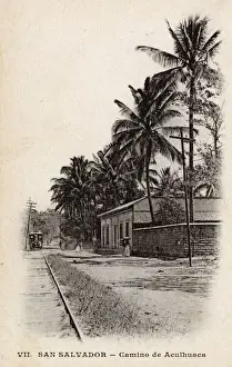 Salvador Prints: San Salvador, Aculhuaca Road with Horse Railway