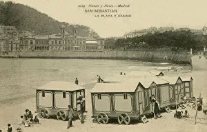 New Items from the Grenville Collins Collection Gallery: San Sebastian, Spain - The Beach and the Casino - Beach Huts