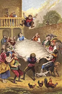 Panza Prints: Sancho Panza is tossed in a blanket
